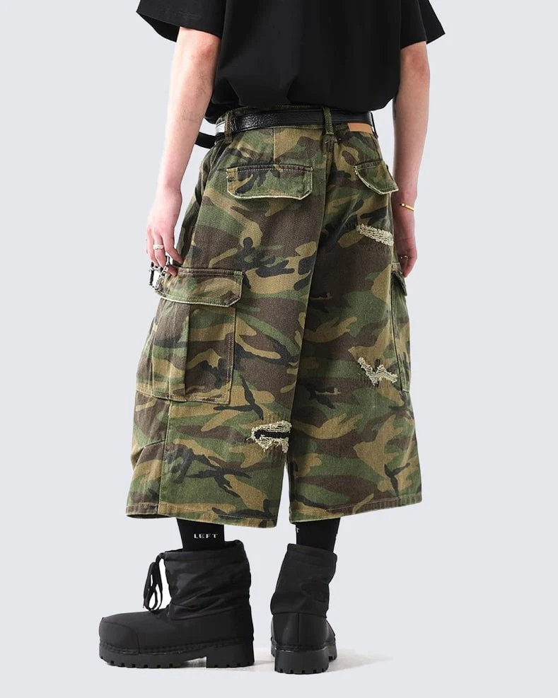 Vintage Camo 3/4 Cargo Shorts