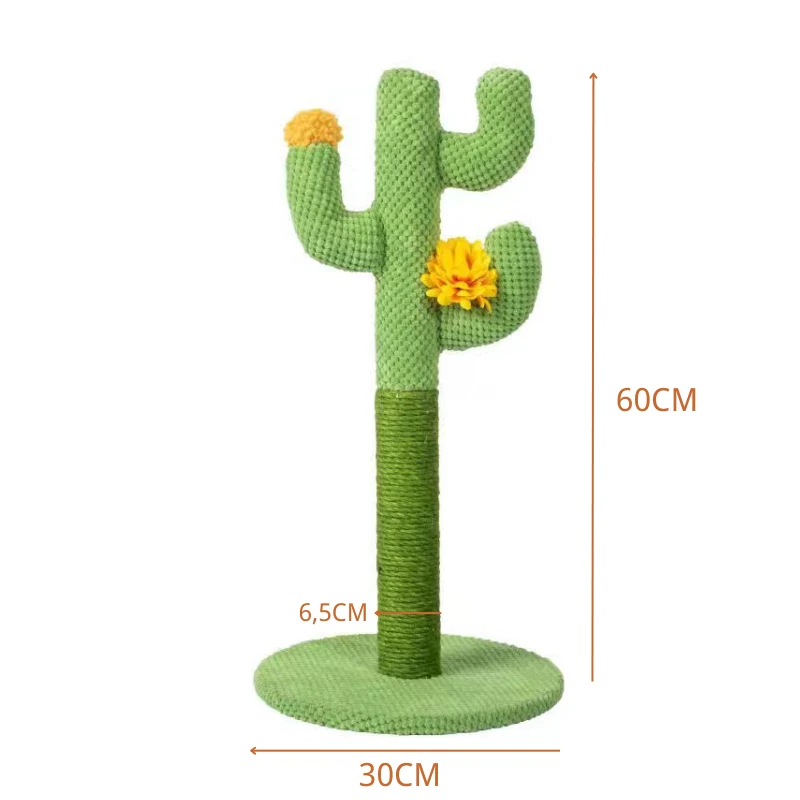 Pawsometime Großen Kratzbaum, Niedliches Kaktus-Design, Hochwertiges Sisal, Grün
