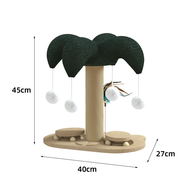 Kratzbaum Massivholz mit Interaktivem Kätzchen Drehteller, Kratzsäule für Katzen, Gesunde Krallenpflege