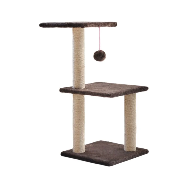 Kratzbaum Katzen, kleiner Multifunktionaler Sisal & Plüsch Kratzbaum, Silbergrau und Braun, Empfohlen für Kätzchen zum Spielen