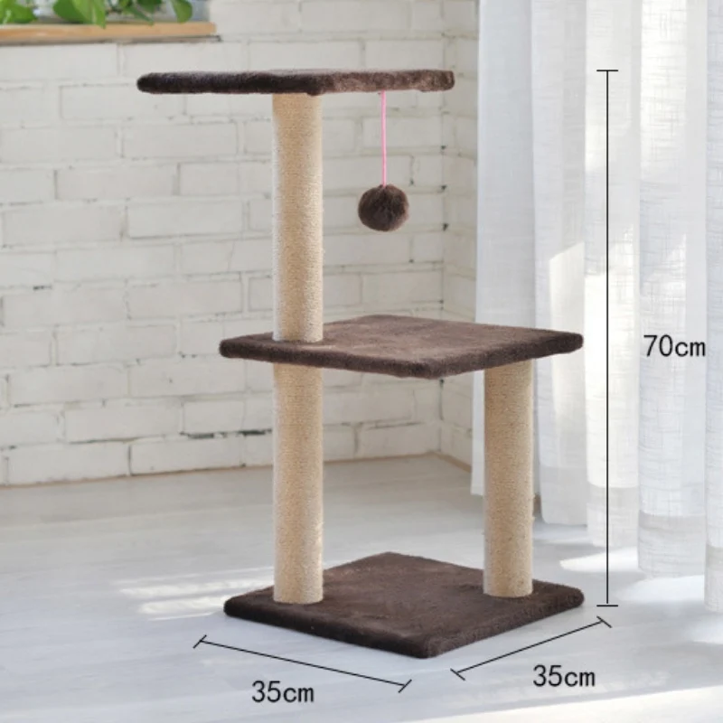 Kratzbaum Katzen, kleiner Multifunktionaler Sisal & Plüsch Kratzbaum, Silbergrau und Braun, Empfohlen für Kätzchen zum Spielen