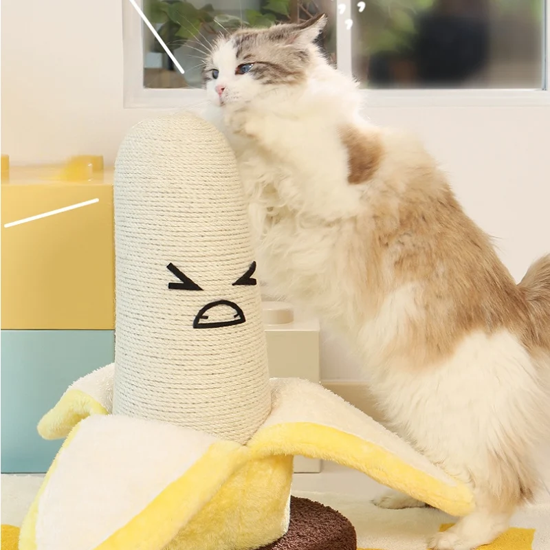 Kratzbaum Modern, Banane Sisal Katzenkratzbaum, Bananenschale aus Plüsch, Aufmachbar, Realistisch & interessant