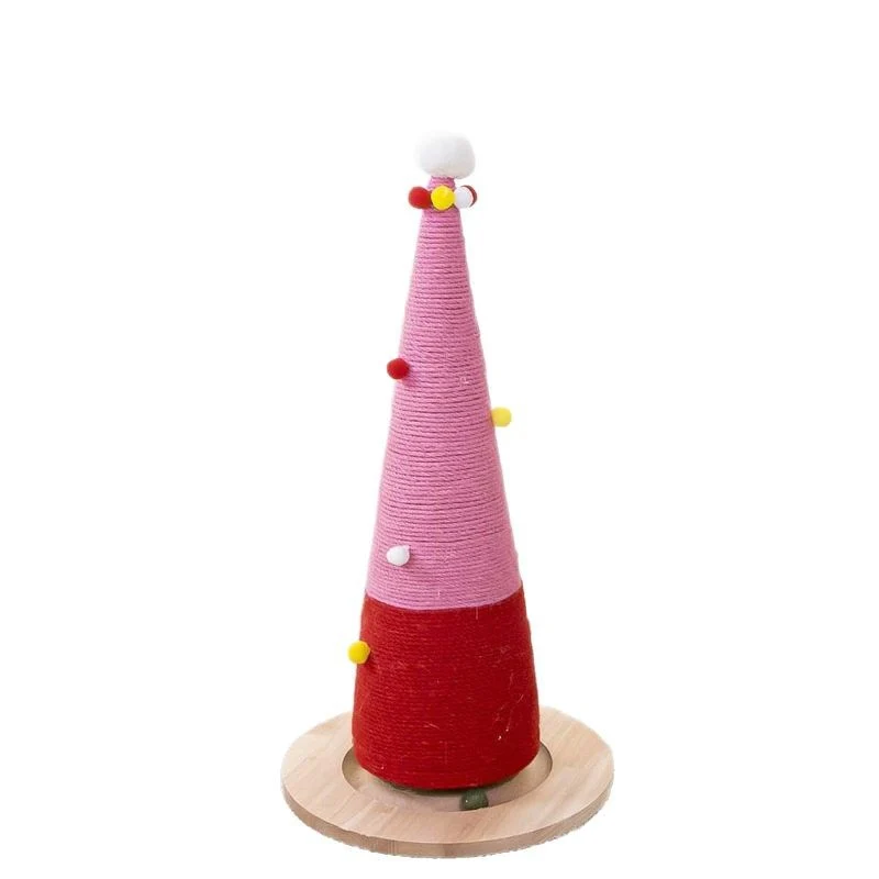 Moderner Kratzbaum, Rosa Sisal Weihnachtsbaumform Kratzbaum, stabiler Standfuß, Drehball für endlosen Spaß