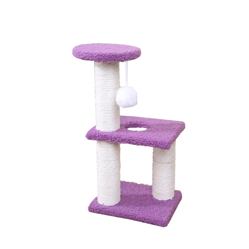 Kleine Kratzbaum, Dreischichtiger Katzenkletterrahmen, Sisal Katzenkratzbaum mit weichem Plüsch & Ball für kleine Katzen