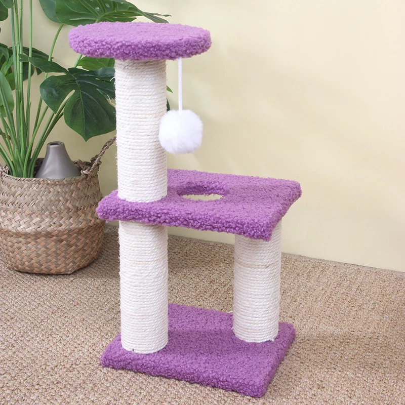Kleine Kratzbaum, Dreischichtiger Katzenkletterrahmen, Sisal Katzenkratzbaum mit weichem Plüsch & Ball für kleine Katzen