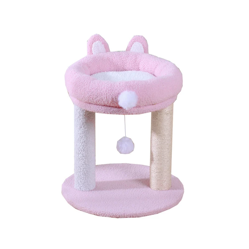 Kratzbaum, Kuscheliges Katzenbett mit niedlichen Hasenohren, Pinker Katzenkratzbaum für Spielen & Schlafen