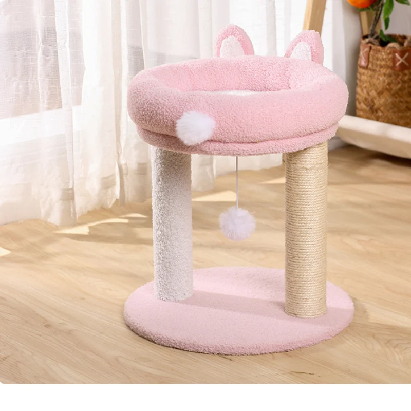 Kratzbaum, Kuscheliges Katzenbett mit niedlichen Hasenohren, Pinker Katzenkratzbaum für Spielen & Schlafen