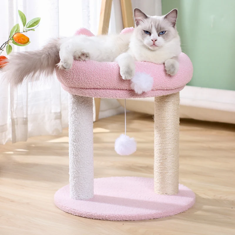 Kratzbaum, Kuscheliges Katzenbett mit niedlichen Hasenohren, Pinker Katzenkratzbaum für Spielen & Schlafen