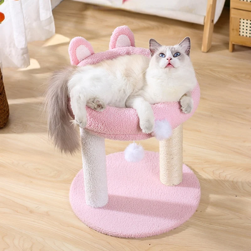 Kratzbaum, Kuscheliges Katzenbett mit niedlichen Hasenohren, Pinker Katzenkratzbaum für Spielen & Schlafen