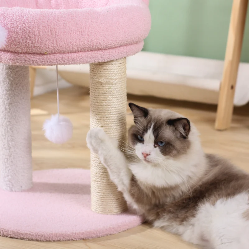Kratzbaum, Kuscheliges Katzenbett mit niedlichen Hasenohren, Pinker Katzenkratzbaum für Spielen & Schlafen