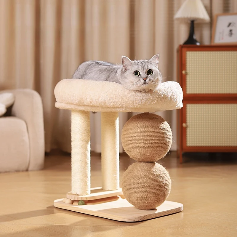 Katzenkratzbaum mit Katzenkratzball, Sisal-Kratzsäule und Spielzeugen, Plüsch-Katzenbett, perfekte Spielplatz für Katze