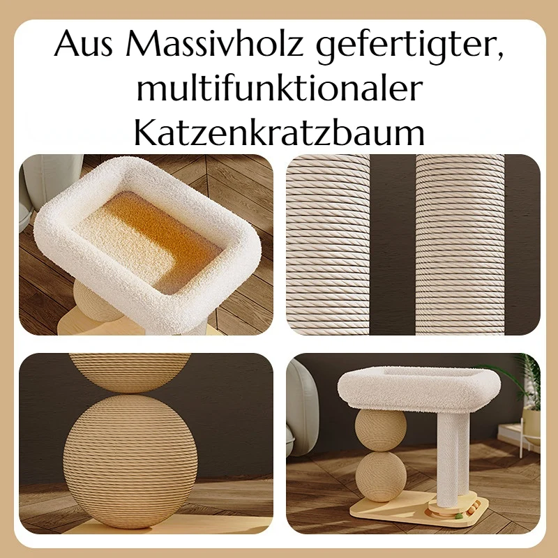 Katzenkratzbaum mit Katzenkratzball, Sisal-Kratzsäule und Spielzeugen, Plüsch-Katzenbett, perfekte Spielplatz für Katze