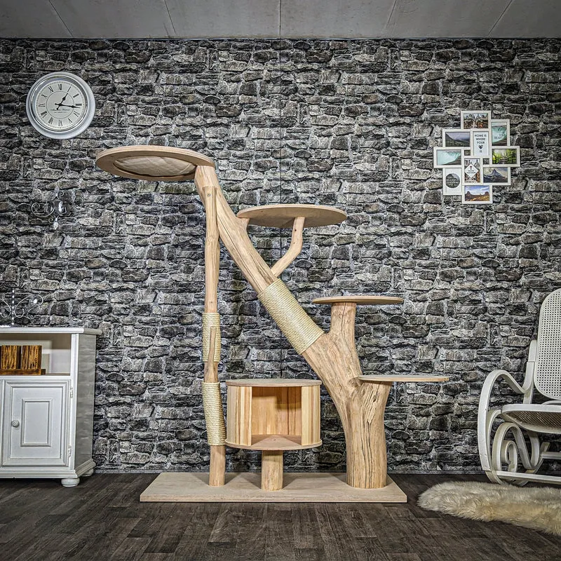 Naturkratzbaum 3682 Kratzbaum Natur Holz Design 160 cm hoch Katzenbaum
