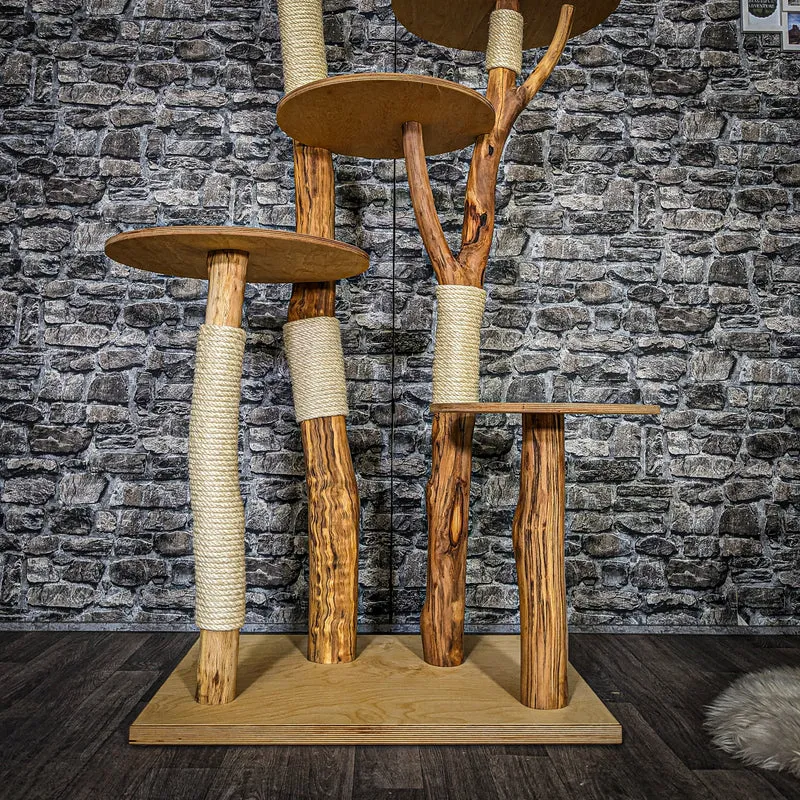 Naturkratzbaum 3680 Kratzbaum Natur Holz Design 175 cm hoch Katzenbaum