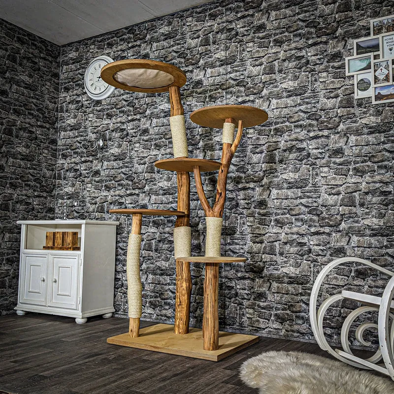 Naturkratzbaum 3680 Kratzbaum Natur Holz Design 175 cm hoch Katzenbaum