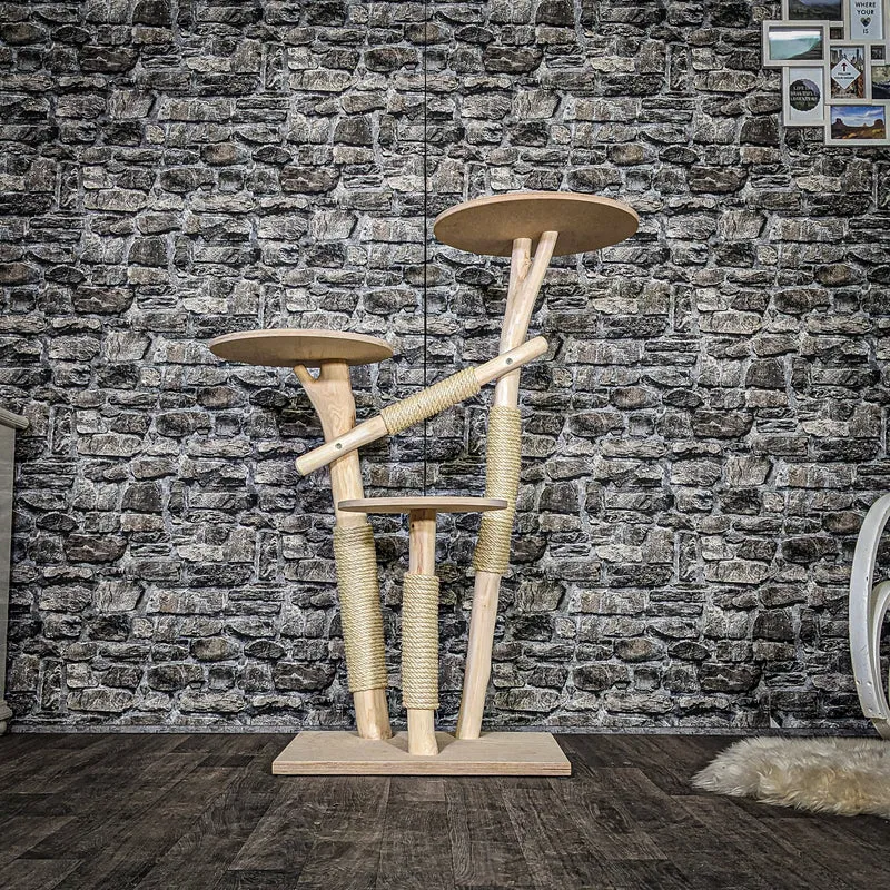 Naturkratzbaum 3679 Kratzbaum Natur Holz Design 117 cm hoch Katzenbaum