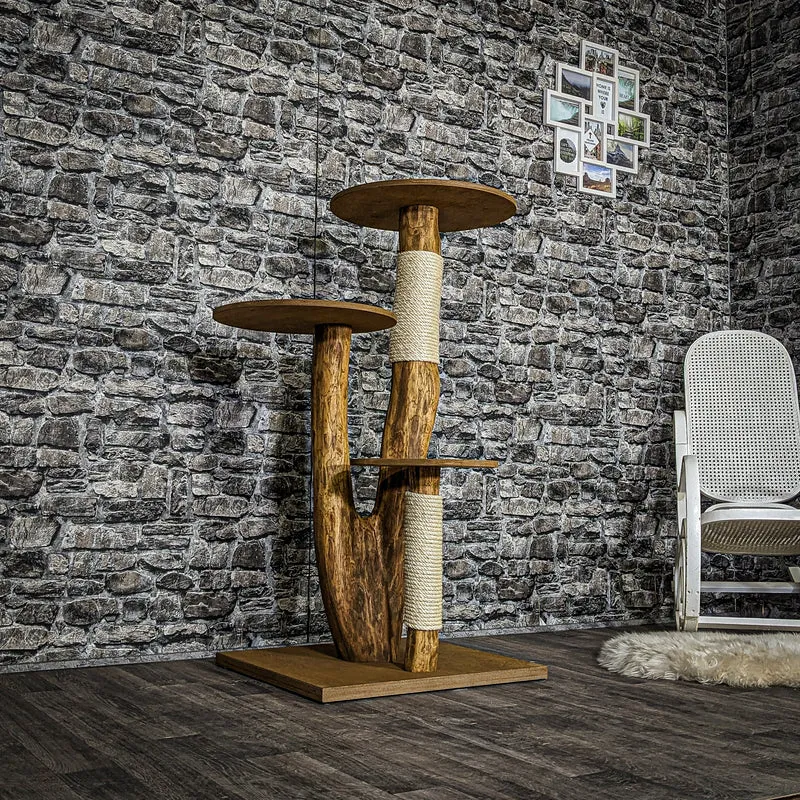 Outdoor Naturkratzbaum 3678 Kratzbaum Natur Holz Design 120 cm hoch Katzenbaum