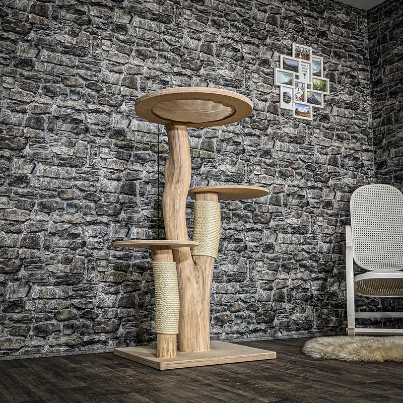 Naturkratzbaum 3677 Kratzbaum Natur Holz Design 122 cm hoch Katzenbaum