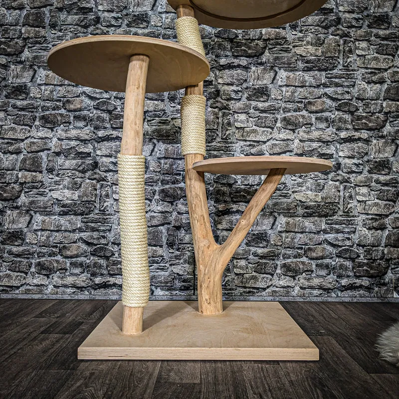 Naturkratzbaum 3676 Kratzbaum Natur Holz Design 117 cm hoch Katzenbaum