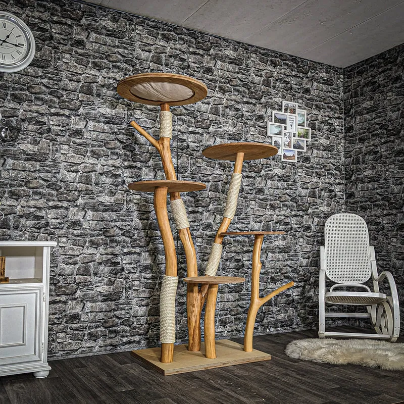 Naturkratzbaum 3673 Kratzbaum Natur Holz Design 177 cm hoch Katzenbaum