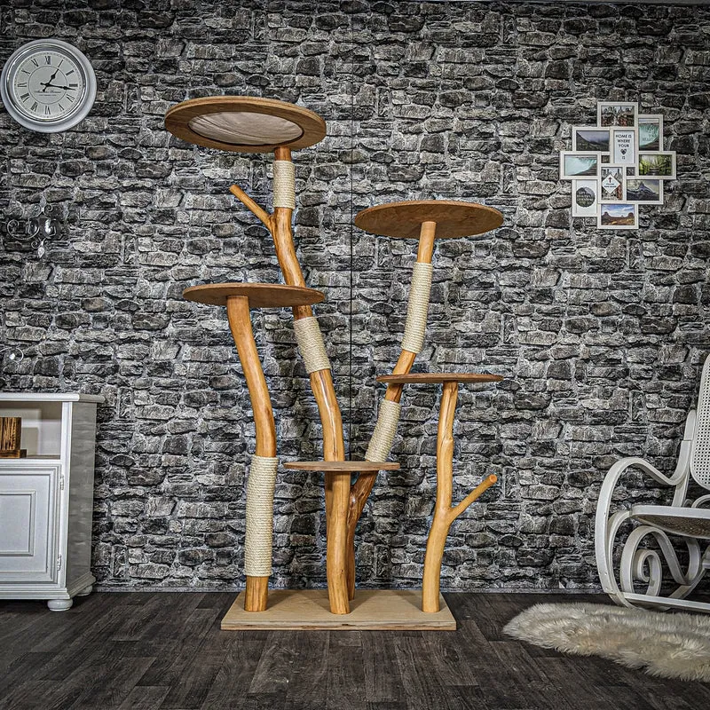 Naturkratzbaum 3673 Kratzbaum Natur Holz Design 177 cm hoch Katzenbaum