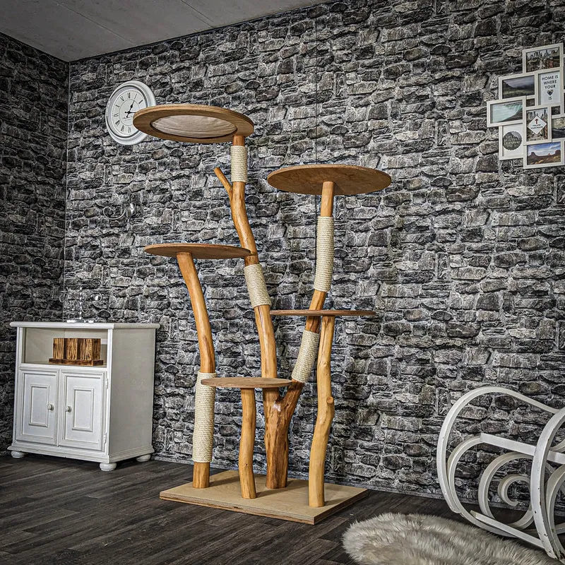 Naturkratzbaum 3673 Kratzbaum Natur Holz Design 177 cm hoch Katzenbaum