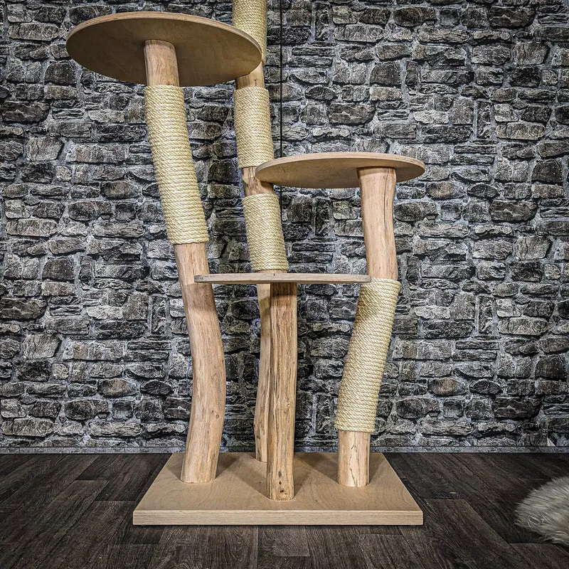 Naturkratzbaum 3672 Kratzbaum Natur Holz Design 145 cm hoch Katzenbaum