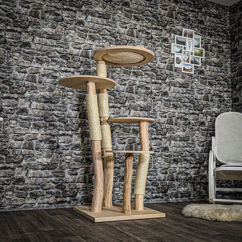 Naturkratzbaum 3672 Kratzbaum Natur Holz Design 145 cm hoch Katzenbaum