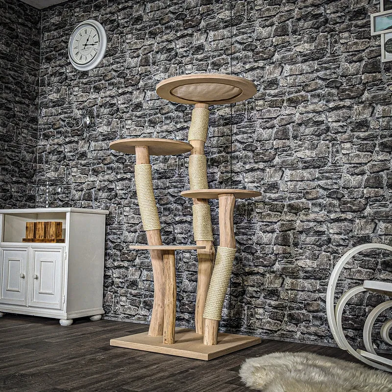 Naturkratzbaum 3672 Kratzbaum Natur Holz Design 145 cm hoch Katzenbaum