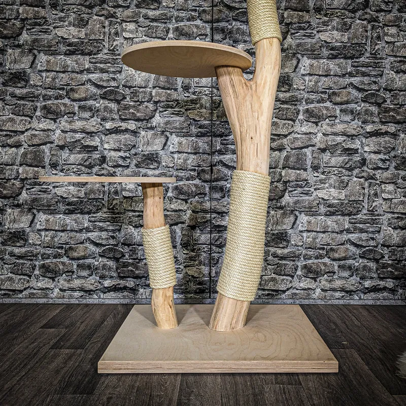 Naturkratzbaum 3670 Kratzbaum Natur Holz Design 122 cm hoch Katzenbaum