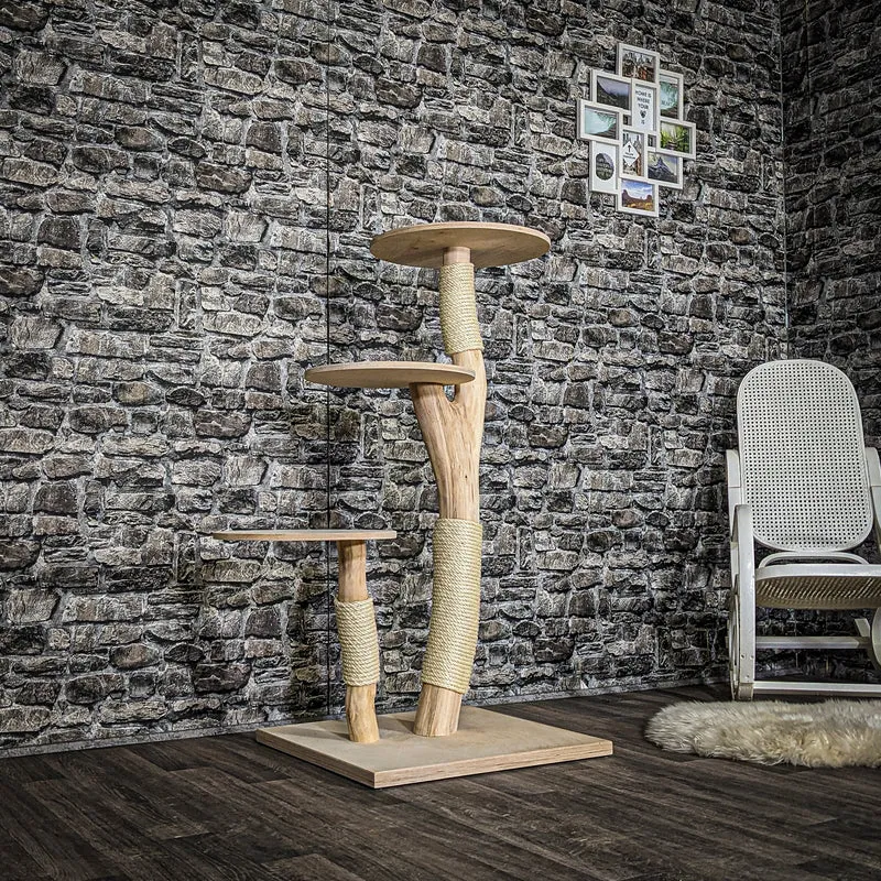 Naturkratzbaum 3670 Kratzbaum Natur Holz Design 122 cm hoch Katzenbaum