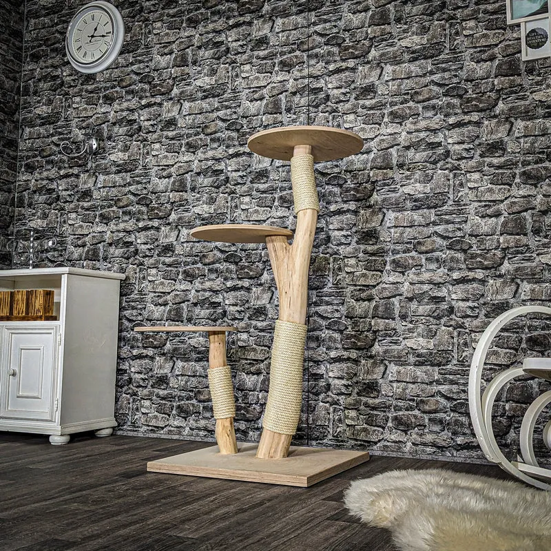 Naturkratzbaum 3670 Kratzbaum Natur Holz Design 122 cm hoch Katzenbaum