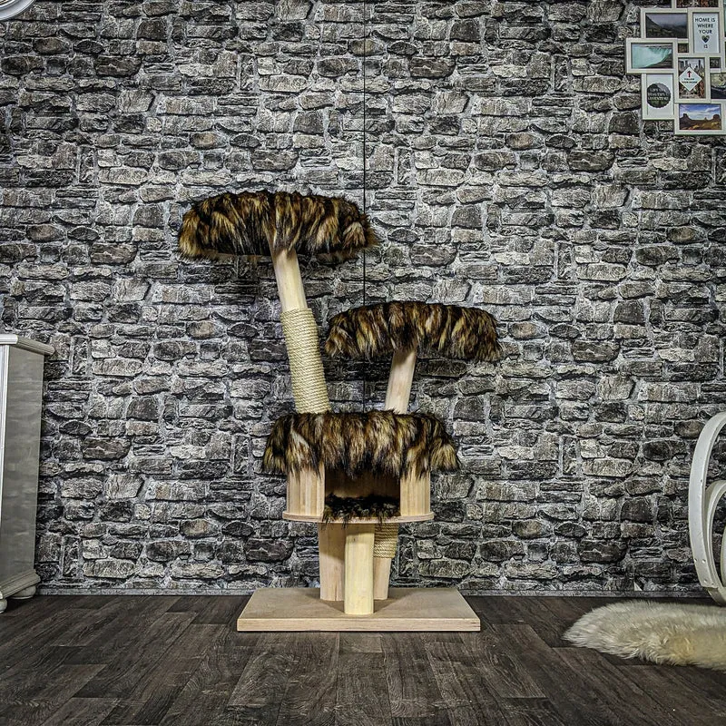 Naturkratzbaum 3667 Kratzbaum Natur Holz Design 114 cm hoch Katzenbaum