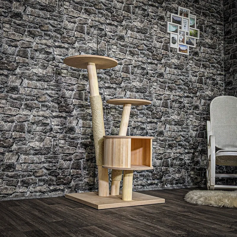 Naturkratzbaum 3667 Kratzbaum Natur Holz Design 114 cm hoch Katzenbaum