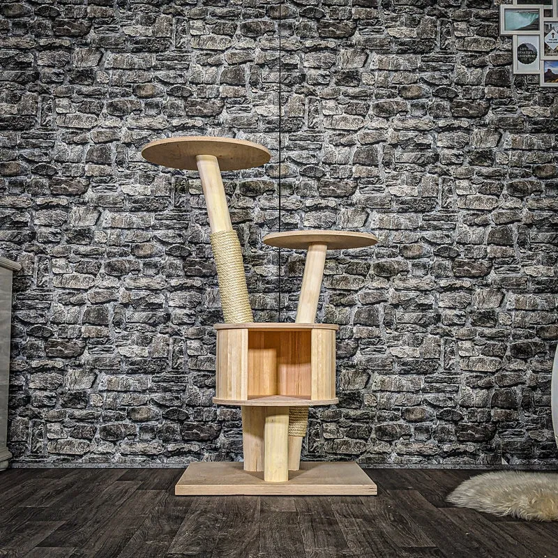 Naturkratzbaum 3667 Kratzbaum Natur Holz Design 114 cm hoch Katzenbaum