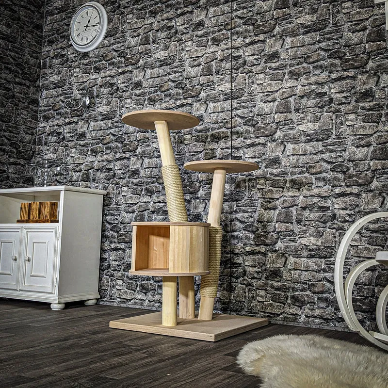 Naturkratzbaum 3667 Kratzbaum Natur Holz Design 114 cm hoch Katzenbaum