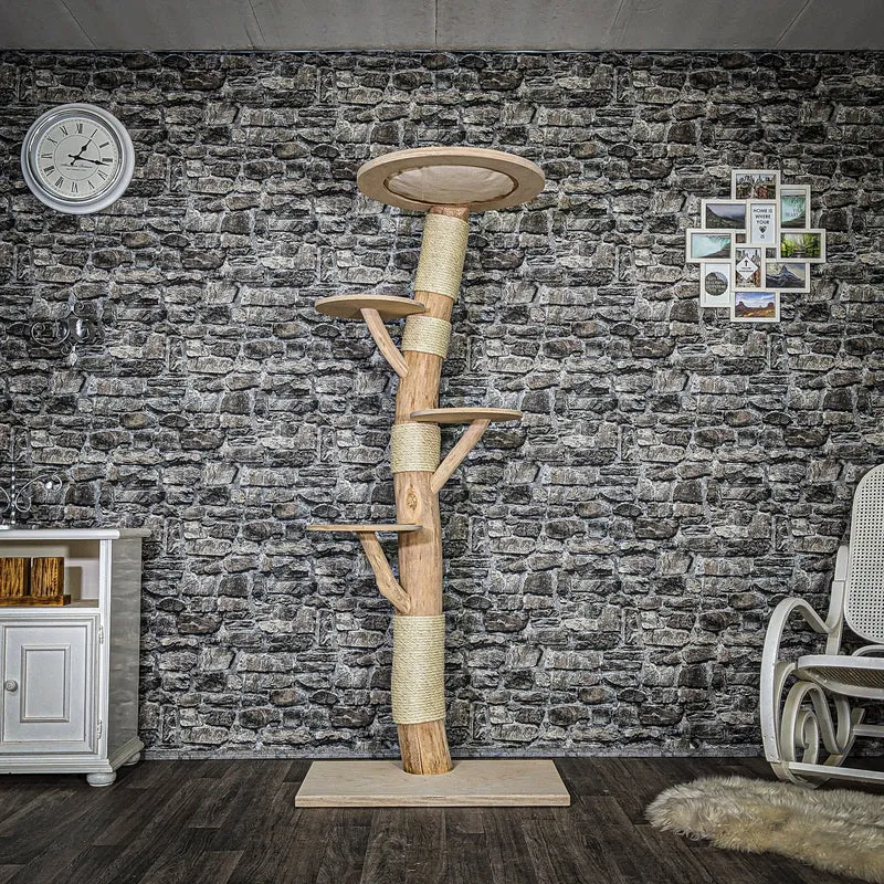 Naturkratzbaum 3665 Kratzbaum Natur Holz Design 185 cm hoch Katzenbaum