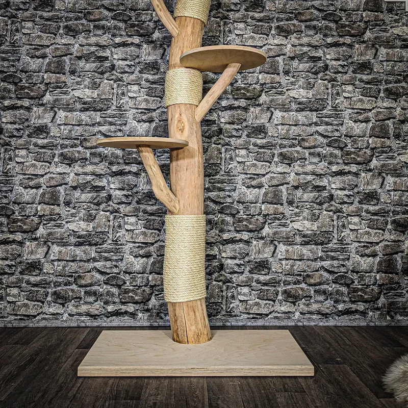 Naturkratzbaum 3665 Kratzbaum Natur Holz Design 185 cm hoch Katzenbaum