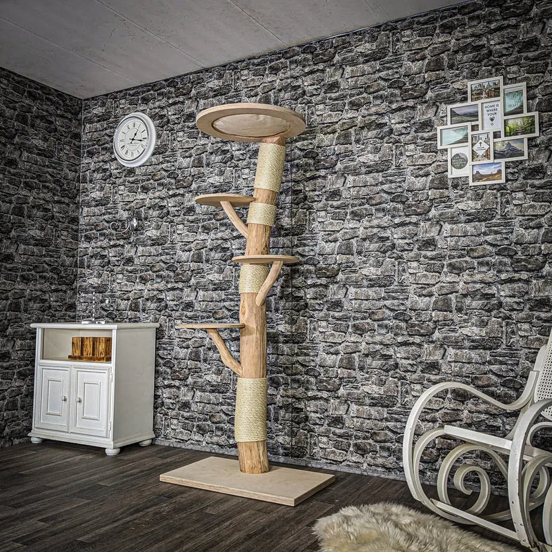 Naturkratzbaum 3665 Kratzbaum Natur Holz Design 185 cm hoch Katzenbaum