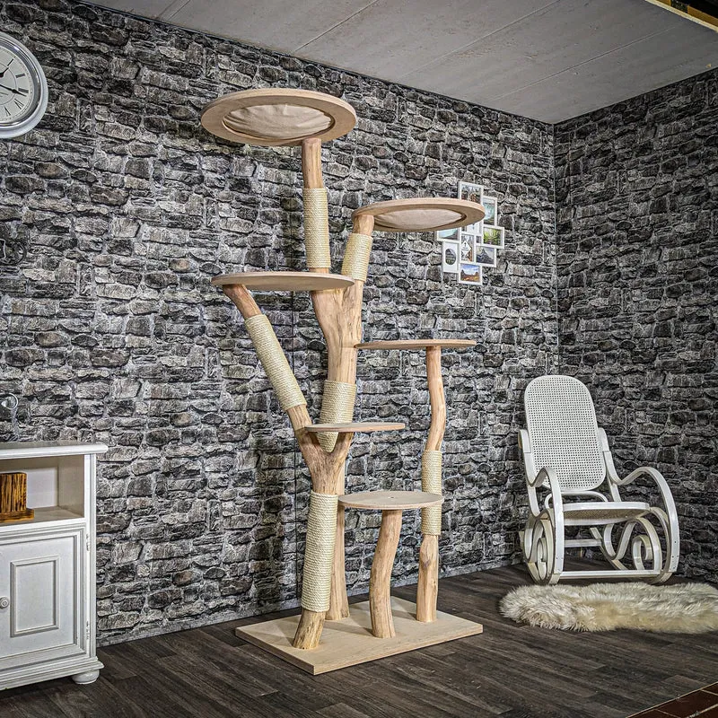 Naturkratzbaum 3664 Kratzbaum Natur Holz Design 200 cm hoch Katzenbaum
