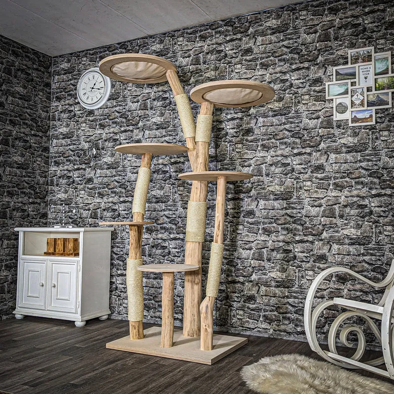 Naturkratzbaum 3664 Kratzbaum Natur Holz Design 200 cm hoch Katzenbaum