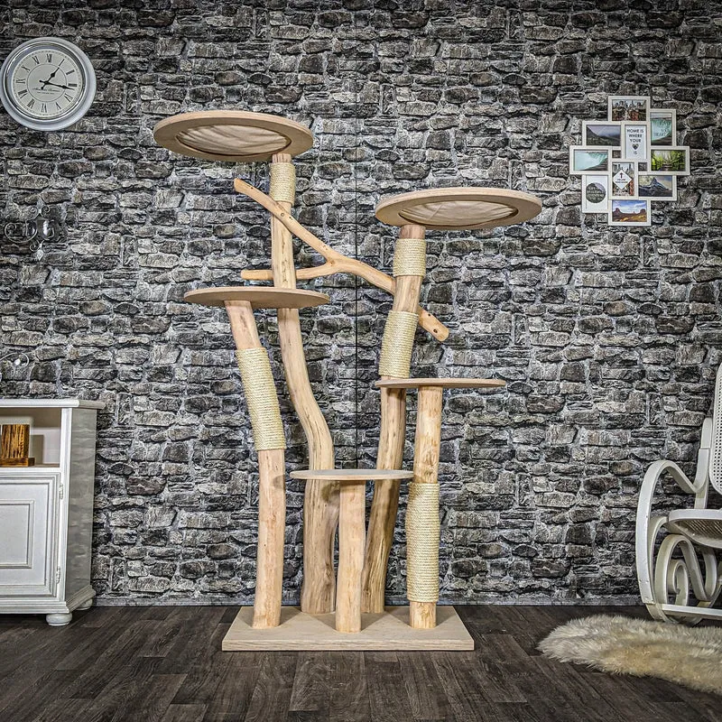 Naturkratzbaum 3662 Kratzbaum Natur Holz Design 170 cm hoch Katzenbaum