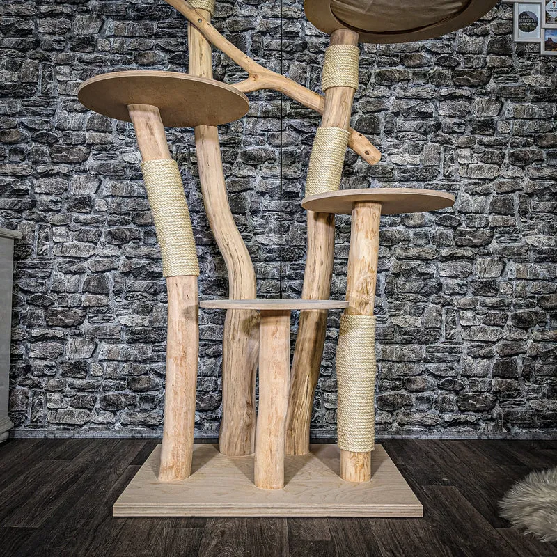 Naturkratzbaum 3662 Kratzbaum Natur Holz Design 170 cm hoch Katzenbaum