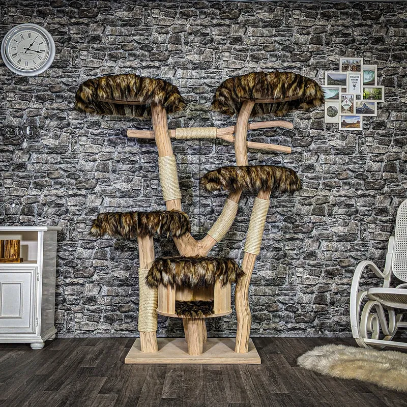 Naturkratzbaum 3661 Kratzbaum Natur Holz Design 165 cm hoch Katzenbaum