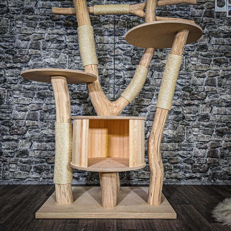 Naturkratzbaum 3661 Kratzbaum Natur Holz Design 165 cm hoch Katzenbaum