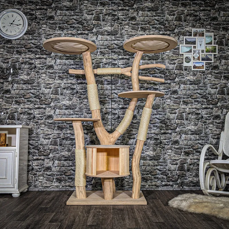 Naturkratzbaum 3661 Kratzbaum Natur Holz Design 165 cm hoch Katzenbaum