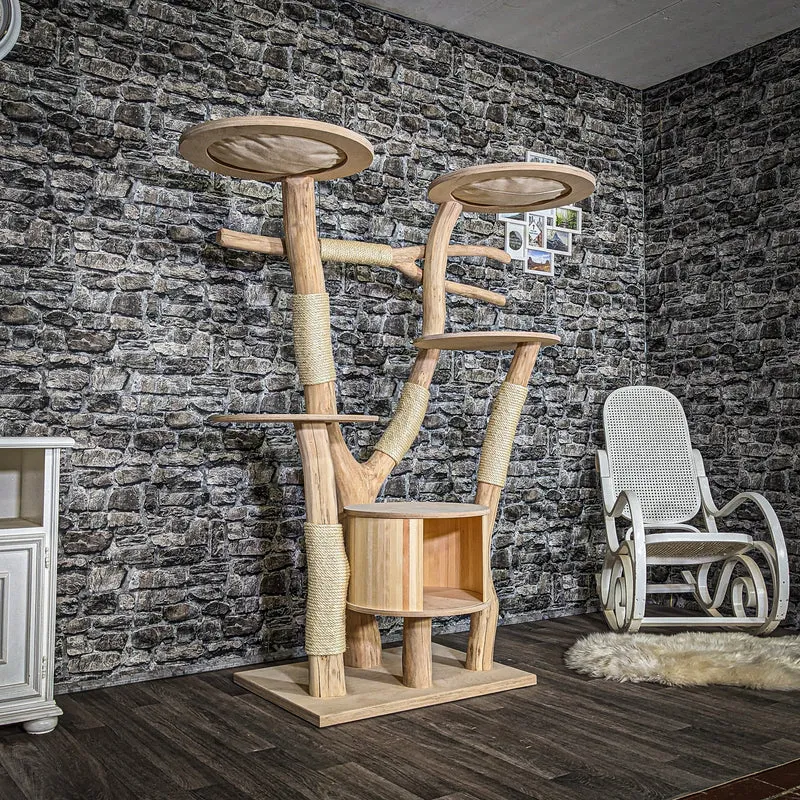 Naturkratzbaum 3661 Kratzbaum Natur Holz Design 165 cm hoch Katzenbaum