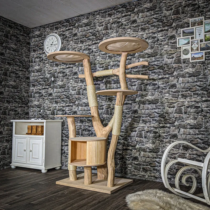 Naturkratzbaum 3661 Kratzbaum Natur Holz Design 165 cm hoch Katzenbaum