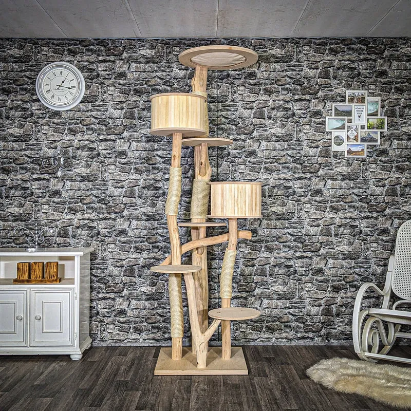 Naturkratzbaum 3660 Kratzbaum Natur Holz Design 220 cm hoch Katzenbaum