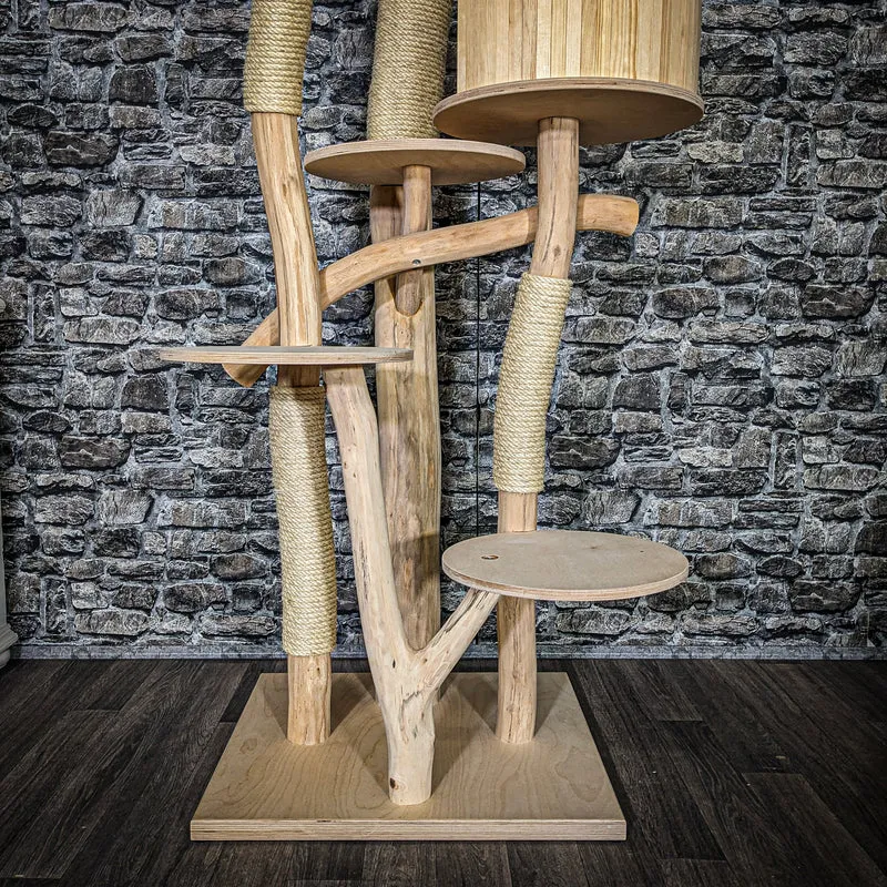 Naturkratzbaum 3660 Kratzbaum Natur Holz Design 220 cm hoch Katzenbaum